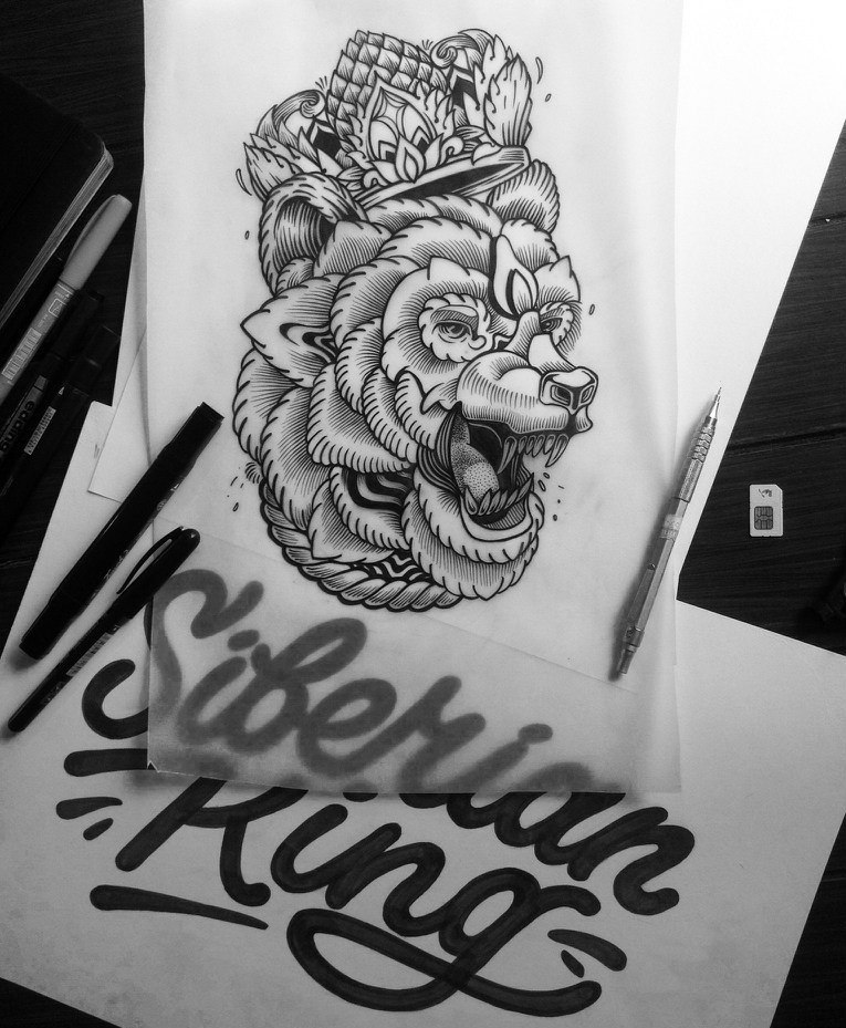Эскиз принта МЕДВЕДЬ "Siberia KING"